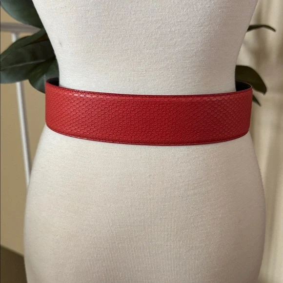 Christian Dior Vibrant Red Textured Aniline Cowhide Leather Belt Size L - Picture 4 of 14